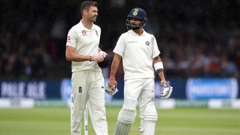 Jimmy Anderson and Virat Kohli